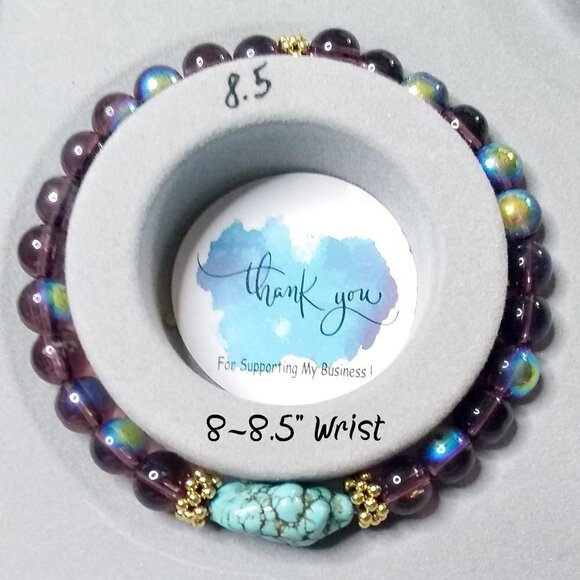 Flashy Beaded Stretch Bracelet! Turquoise Magnesite! Various Sizes - Pick Yours! - Picture 14 of 14